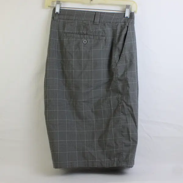O'Neill Gray Grid Pattern Flat-Front Bermuda Shorts Men's Size 38