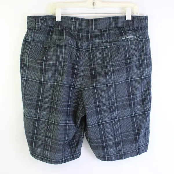 O'Neill Blue Plaid Flat-Front Bermuda Shorts Men's Size 38