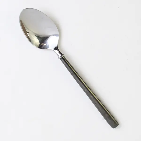 Lot Of 5 Hampton Silversmiths Carrara Enamel-Black (Stainless) Flatware Spoons