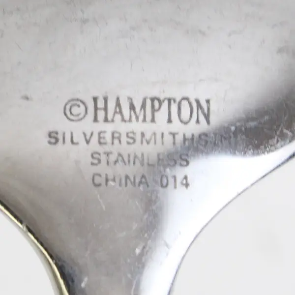 Lot Of 5 Hampton Silversmiths Carrara Enamel-Black (Stainless) Flatware Spoons