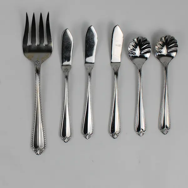 Lot Of 6 Hampton Silversmiths Renee (Stainless) Flatware Knives, Spoons, Fork