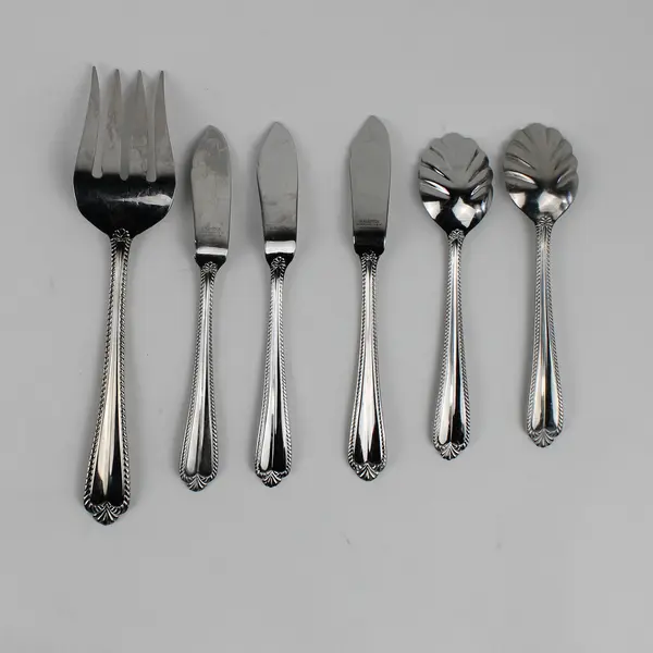 Lot Of 6 Hampton Silversmiths Renee (Stainless) Flatware Knives, Spoons, Fork