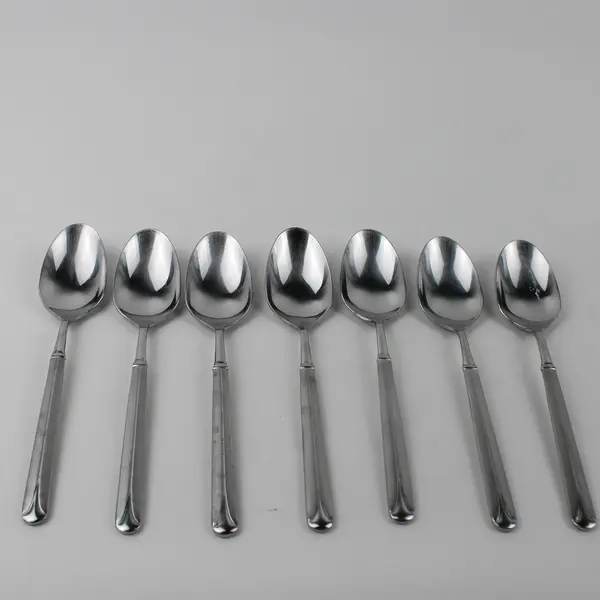Lot Of 7 Hampton Silversmiths Perivale (Stainless) Flatware Soup Spoons 8" Long