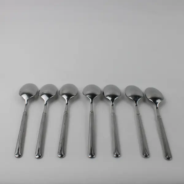 Lot Of 7 Hampton Silversmiths Perivale (Stainless) Flatware Soup Spoons 8" Long