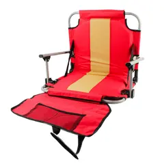 Stansport Folding Stadium Chair Red with Side Pockets Lightweight