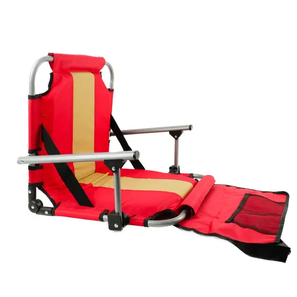 Stansport Folding Stadium Chair Red with Side Pockets Lightweight