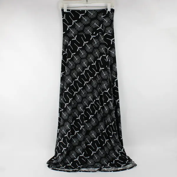 LULAROE Maxi Skirt Black Floral Pattern Foldover Waist XXS