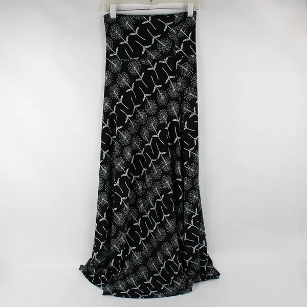 LULAROE Maxi Skirt Black Floral Pattern Foldover Waist XXS