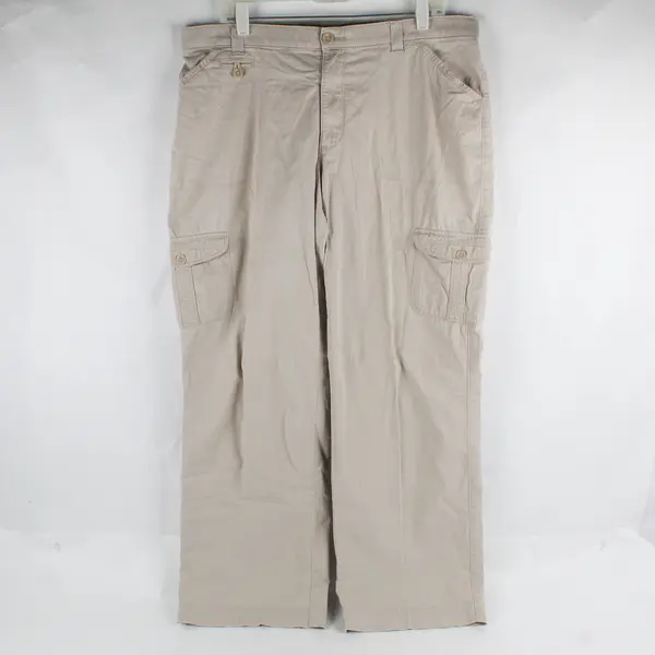 Lee Comfort Waistband Beige Wide-Leg Cargo Pants Women's Size 14 Medium
