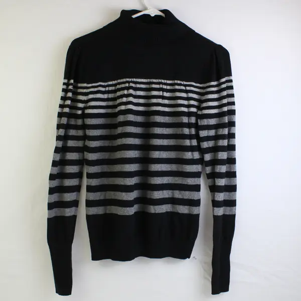 A New Approach Black and Gray Striped Turtleneck Sweater Women's Size Medium