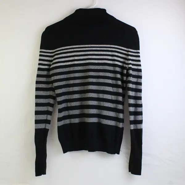 A New Approach Black and Gray Striped Turtleneck Sweater Women's Size Medium