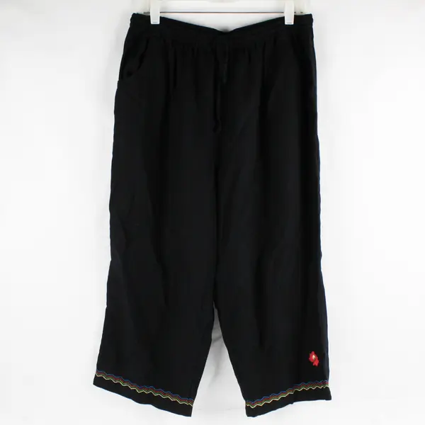 Lemon Grass Studio Embroidered Black Capri Pants Women's Size XL