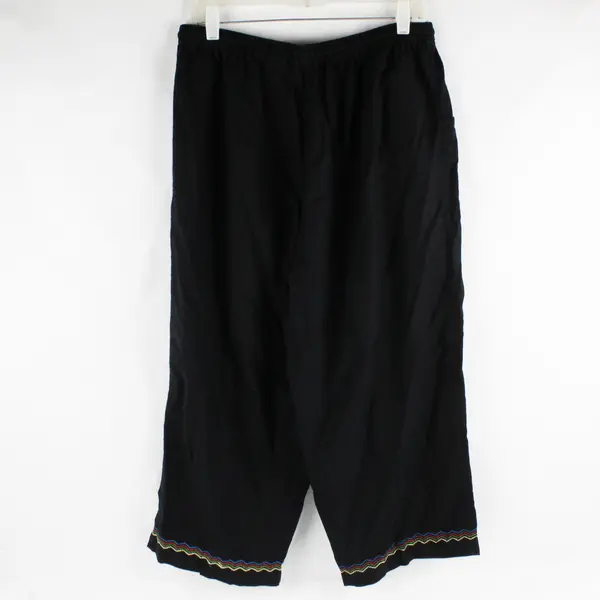 Lemon Grass Studio Embroidered Black Capri Pants Women's Size XL