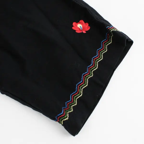 Lemon Grass Studio Embroidered Black Capri Pants Women's Size XL