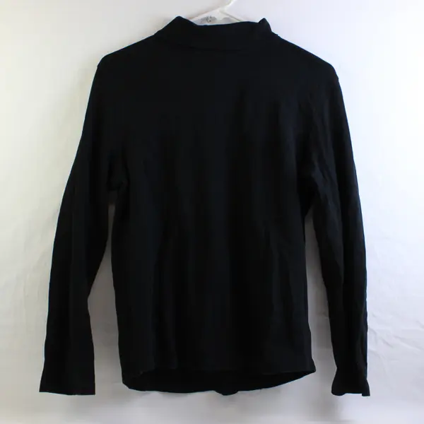 Coldwater Creek Solid Black Mock Neck Long-Sleeved Cotton Top Women's Size Small