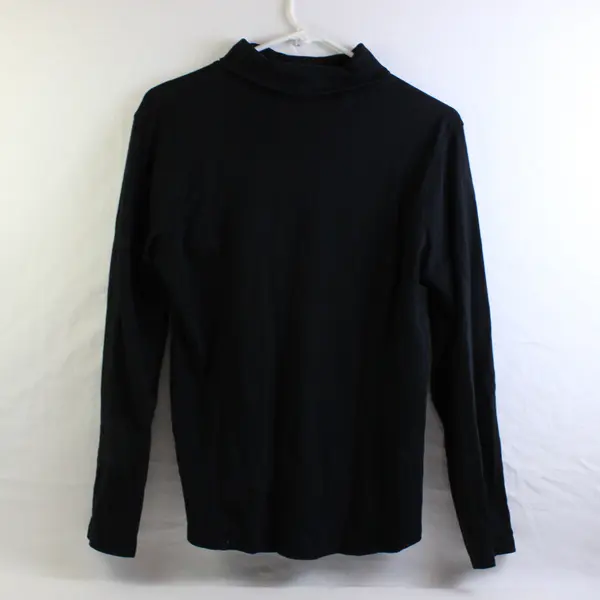 Coldwater Creek Solid Black Mock Neck Long-Sleeved Cotton Top Women's Size Small