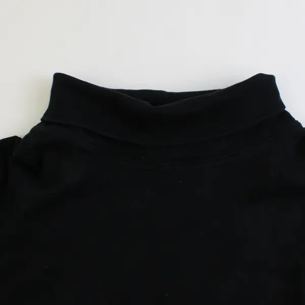 Coldwater Creek Solid Black Mock Neck Long-Sleeved Cotton Top Women's Size Small