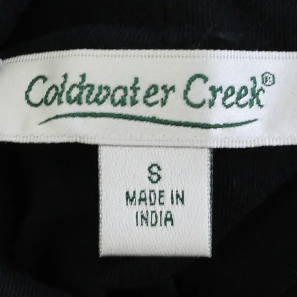 Coldwater Creek Solid Black Mock Neck Long-Sleeved Cotton Top Women's Size Small