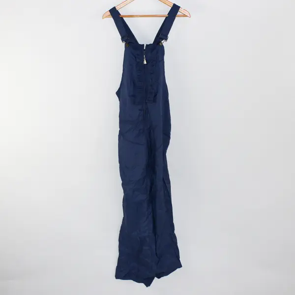 Vintage Sears Navy Blue Nylon Bibs Overalls Zip Front