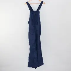 Vintage Sears Navy Blue Nylon Bibs Overalls Zip Front