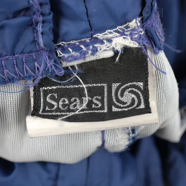 Vintage Sears Navy Blue Nylon Bibs Overalls Zip Front