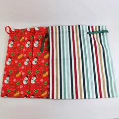 Lot of 3 Reusable Fabric Drawstring Christmas Gift Bags 15" x 19"