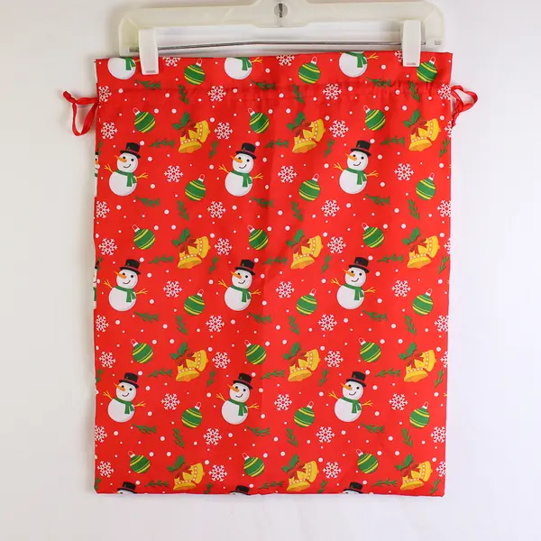 Lot of 3 Reusable Fabric Drawstring Christmas Gift Bags 15" x 19"