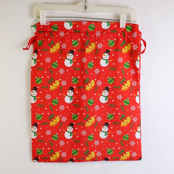 Lot of 3 Reusable Fabric Drawstring Christmas Gift Bags 15" x 19"
