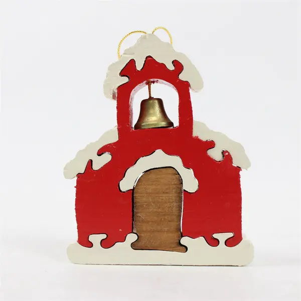 Set of 5 Wood Schoolhouse Puzzle Christmas Ornaments
