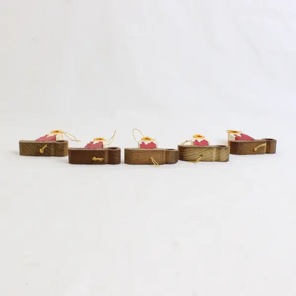 Set of 5 Wood Candle Puzzle Christmas Ornaments