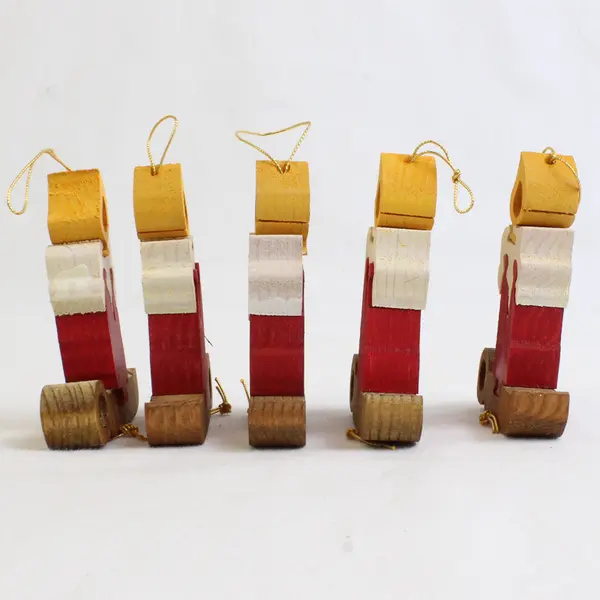 Set of 5 Wood Candle Puzzle Christmas Ornaments