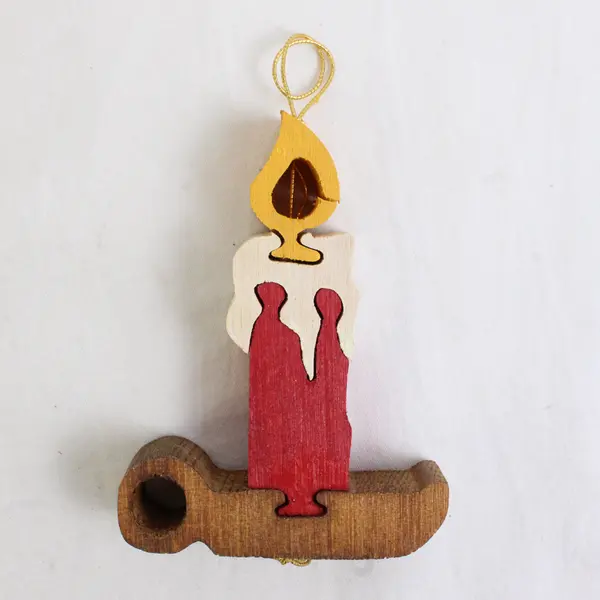 Set of 5 Wood Candle Puzzle Christmas Ornaments