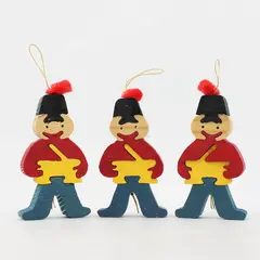 Set of 3 Wood Toy Soldier Puzzle Christmas Ornaments