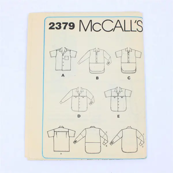 VTG 1986 McCall's Today's Man Button-Up Shirt Pattern #2379