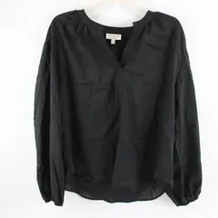 Studio B by Bobeau Semi-Sheer Black Striped Balloon Sleeve Blouse Women's XL