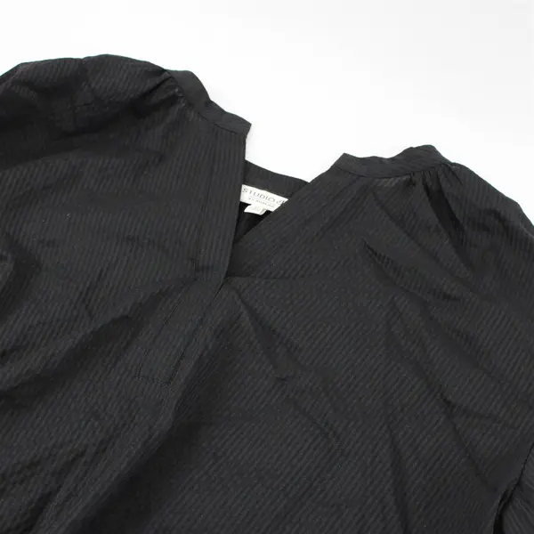 Studio B by Bobeau Semi-Sheer Black Striped Balloon Sleeve Blouse Women's XL