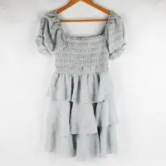 Thirty Thirty LA Pale Blue Puff Sleeve Tiered Dress Women's Size Large