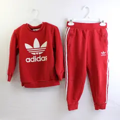 Adidas 4T Red and White Matching Sweater and Jogger Set