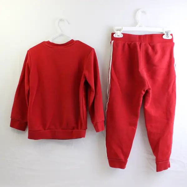 Adidas 4T Red and White Matching Sweater and Jogger Set