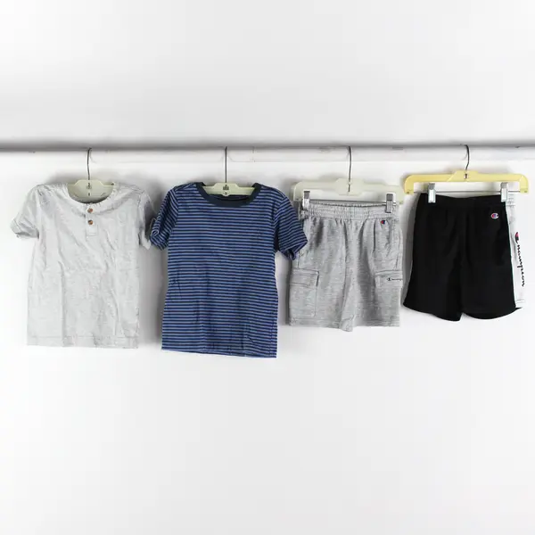 Lot of 4 Pekkle and Champion Toddlers Size 5 Gray/Blue Shorts and T-Shirts