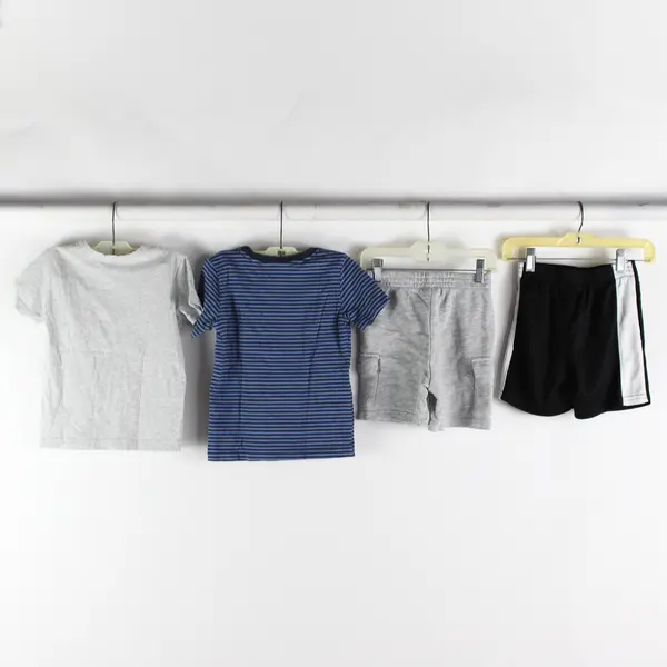 Lot of 4 Pekkle and Champion Toddlers Size 5 Gray/Blue Shorts and T-Shirts