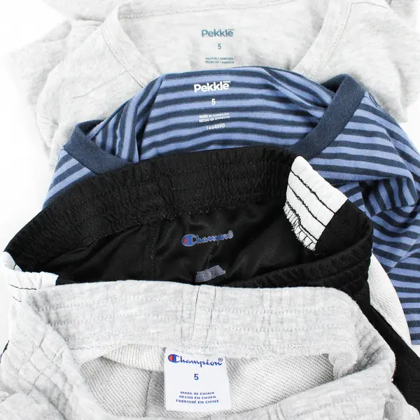 Lot of 4 Pekkle and Champion Toddlers Size 5 Gray/Blue Shorts and T-Shirts