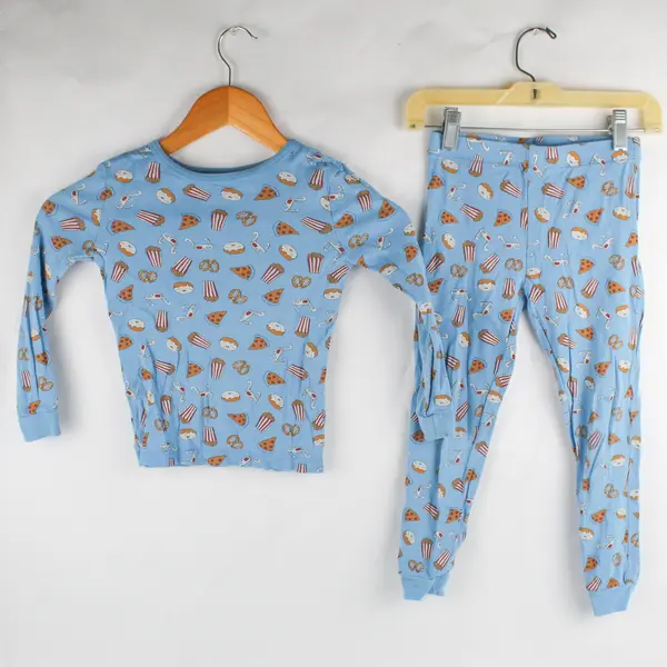 Joe Fresh Toddler Boys Size 5 Matching Blue Snacks Pajama Set