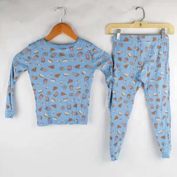 Joe Fresh Toddler Boys Size 5 Matching Blue Snacks Pajama Set