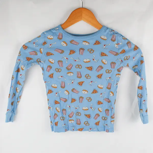 Joe Fresh Toddler Boys Size 5 Matching Blue Snacks Pajama Set