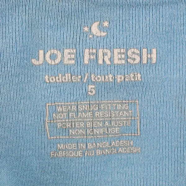 Joe Fresh Toddler Boys Size 5 Matching Blue Snacks Pajama Set