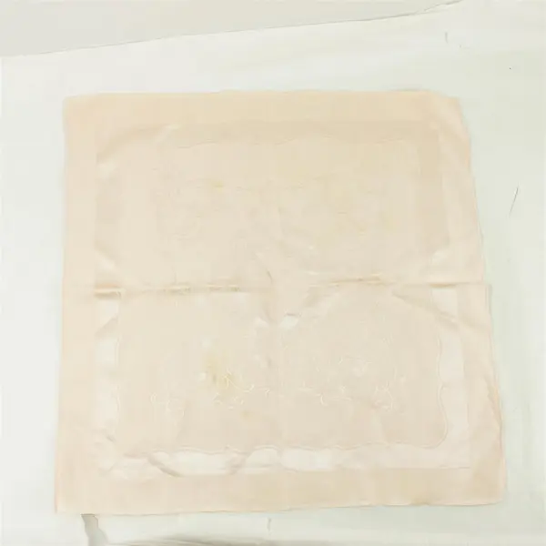 Lot of 2 Vintage Cream Colored Handkerchiefs, 21"x20.5" Flawed