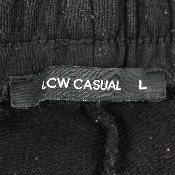 LC Waikiki Women's L Casual Black Cuffed Drawstring Waist Sweatpants