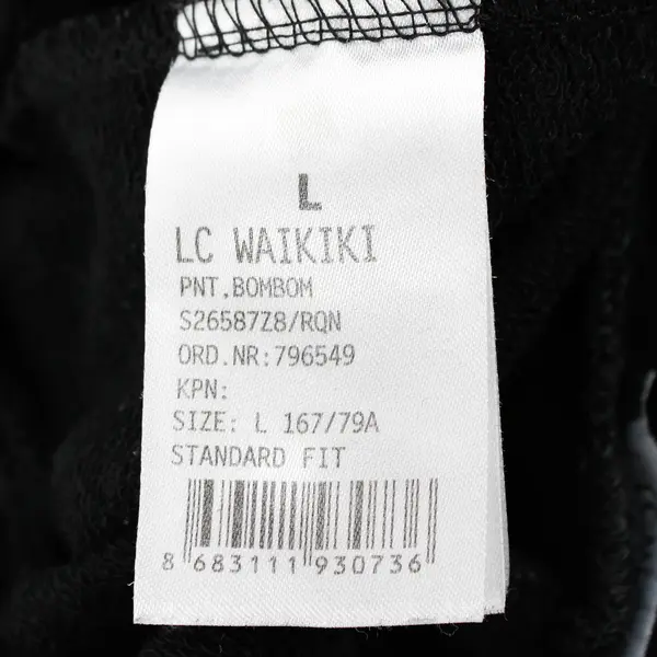 LC Waikiki Women's L Casual Black Cuffed Drawstring Waist Sweatpants