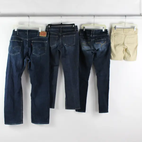 Lot of 4 Denim Jeans Scrap Fabric for Crafts Stained/Ripped/Damaged